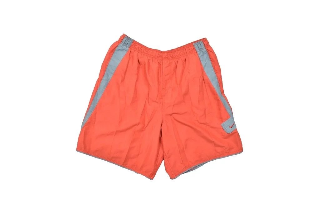Nike Men's Size XL Orange Gray Athletic Swim Trunks Shorts Board Shorts Mesh Lin